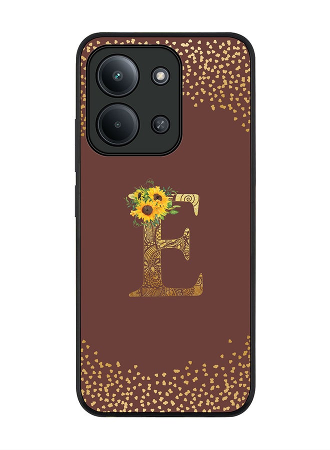 For Xiaomi Redmi 15C 4G Case,Slim fit Camera Protection, Shockproof Thin Phone cover  - Custom Floral Monogram - E  (Brown )